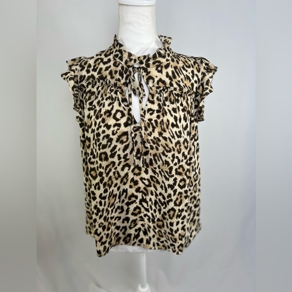 NEW / J.Crew Ruffle tie-neck top in leopard print - Picture 4 of 4